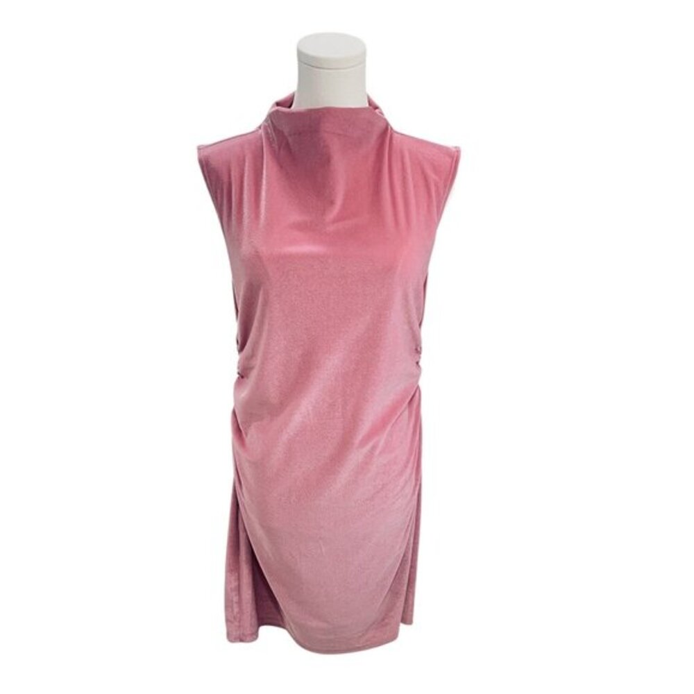 A New Day Pink Velvet Sleeveless Dress Medium NWOT Mock Neck Cocktail Party - Picture 6 of 9